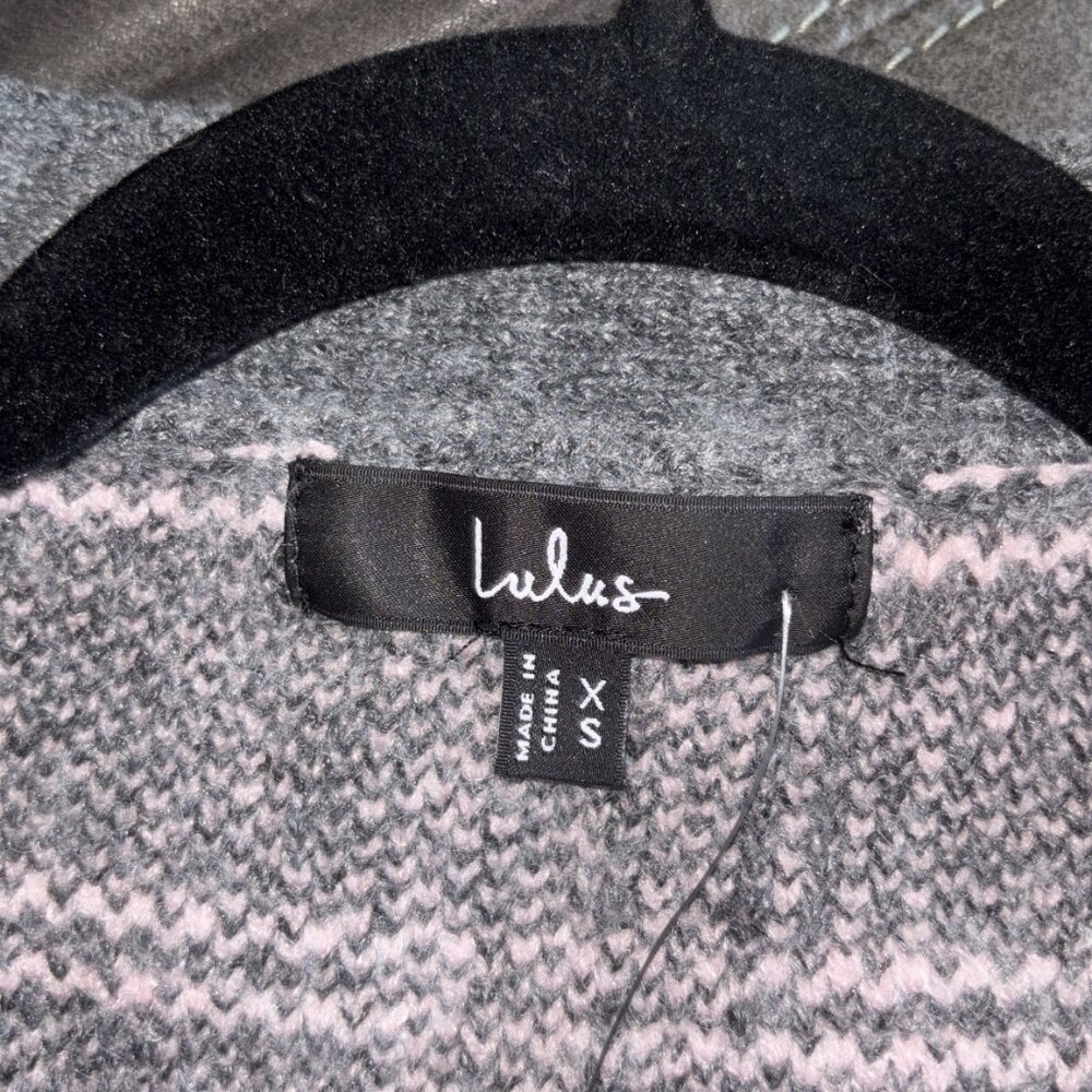 NWT • Lulus • Charcoal Grey and Pink Plaid Cardigan - Picture 9 of 10